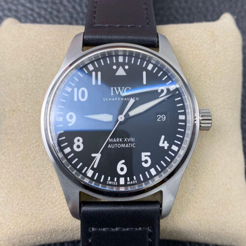 Replica IWC Pilot IW327001 V7 Factory Black Leather Strap Watch