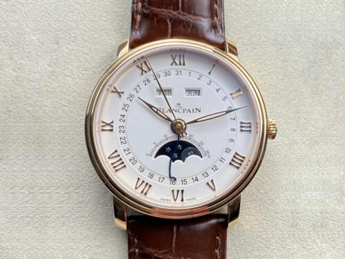 Replica Blancpain Villeret 6654-3642-55B OM Factory V3 Brown Leather Strap Watch