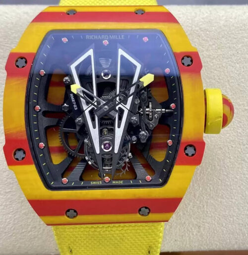 Replica Richard Mille RM27-03 Tourbillon BBR Factory Yellow Strap Skeleton Dial Watch