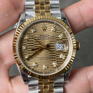 Replica Rolex Datejust M126233-0045 36MM VS Factory Diamond Gold Dial Watch