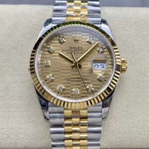 Replica Rolex Datejust M126233-0045 36MM VS Factory Diamond Gold Dial Watch