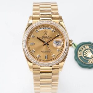Replica Rolex Day Date M128348RBR-0008 EW Factory Gold Strap Watch