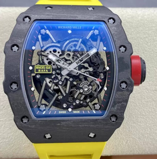 Replica Richard Mille RM35-02 T+ Factory NTPT Yellow Rubber Strap Watch