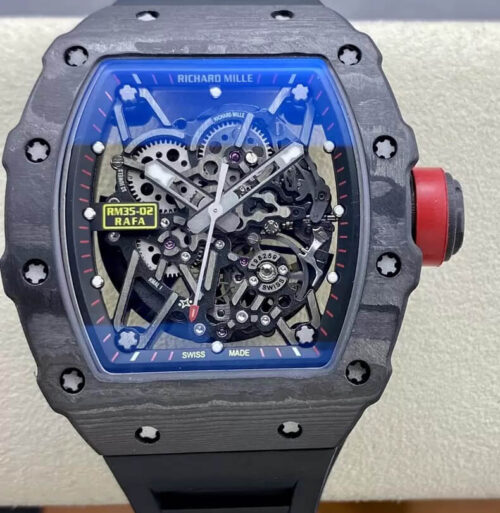 Replica Richard Mille RM35-02 T+ Factory NTPT Carbon Fiber Black Rubber Strap Watch