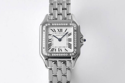 Replica Panthere De Cartier W4PN0008 27MM BV Factory White Dial Silver Strap Watch