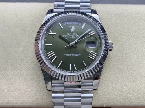 Replica Rolex Day Date M228236-0008 GM Factory V2 Stainless Steel Strap Green Dial Watch