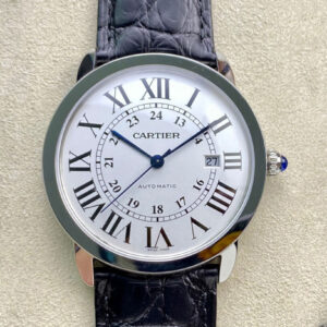 Replica RONDE DE CARTIER W6701010 AF Factory White Dial Leather Strap Watch