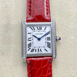 Replica Cartier Tank 27MM K11 Factory V2 White Dial Red Strap Watch