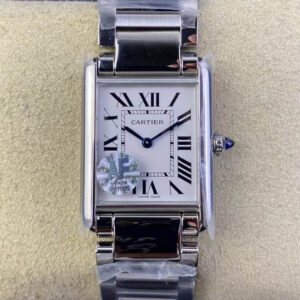Replica Cartier Tank WSTA0052 AF Factory White Dial Stainless Steel Watch