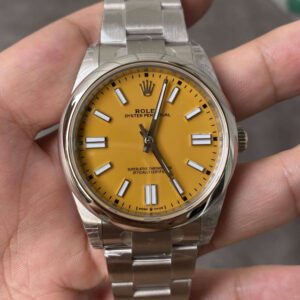 Replica Rolex Oyster Perpetual 41MM M124300-0004 VS Factory Yellow Dial Stainless Steel Watch