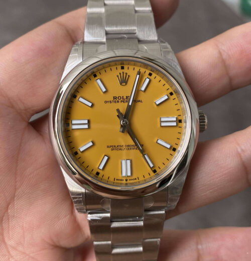 Replica Rolex Oyster Perpetual 41MM M124300-0004 VS Factory Yellow Dial Stainless Steel Watch