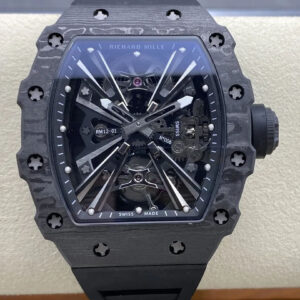Replica Richard Mille RM12-01 Tourbillon RM Factory Black Rubber Strap Watch