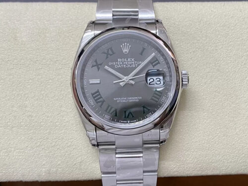 Replica Rolex Datejust M126200-0018 36MM VS Factory Stainless Steel Gray Dial Watch