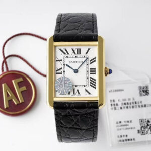 Replica Cartier Tank Quartz W5200004 AF Factory Gold Bezel Watch