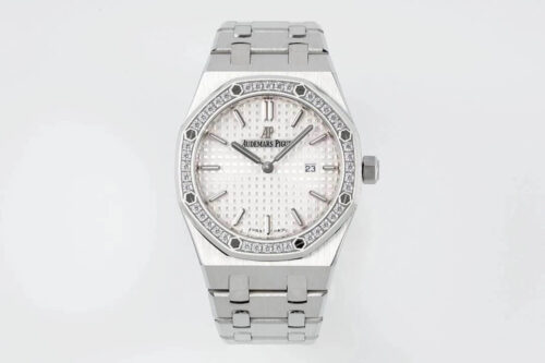 Replica Audemars Piguet Royal Oak Quartz 33MM 67651ST.ZZ.1261ST.01 ZF Factory Diamond-Set Bezel Watch