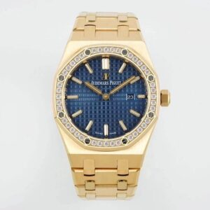 Replica Audemars Piguet Royal Oak Quartz 33MM 67651BA.ZZ.1261BA.02 ZF Factory Diamond Bezel Blue Dial Watch