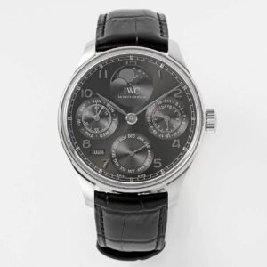 Replica IWC Portuguese Perpetual Calendar IW503301 APS Factory Black Leather Strap Watch