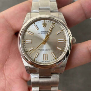 Replica Rolex Oyster Perpetual M124300-0001 41MM VS Factory Silver Stainless Steel Dial Watch