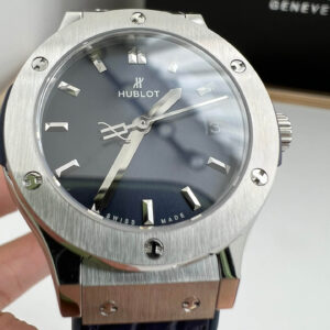 Replica Hublot Classic Fusion 581.NX.7170.LR 33MM HB Factory Blue Dial Leather Strap Watch