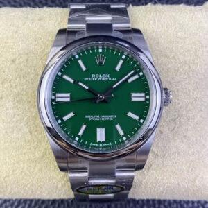 Replica Rolex Oyster Perpetual M124300-0005 41MM Clean Factory Green Stainless Steel Dial Watch