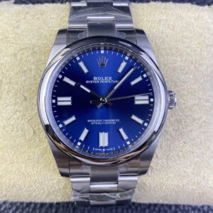 Replica Rolex Oyster Perpetual M124300-0003 41MM 1:1 Best Edition Clean Factory Blue Stainless Steel Dial Watch