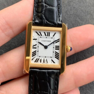 Replica Cartier Tank W5200004 K11 Factory Gold Bezel Watch